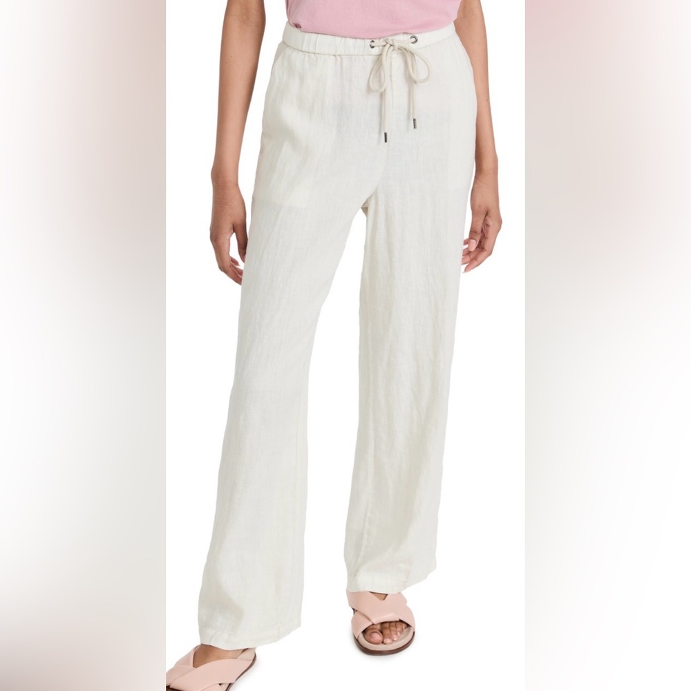 James Perse Lightweight Linen Wide Leg Pants | White | Size 2